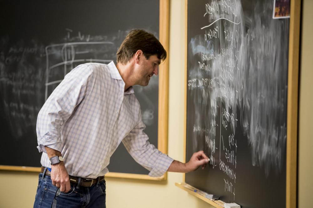 Professor of English Chris Fink, editor of the Beloit Fiction Journal, helps students track the s...